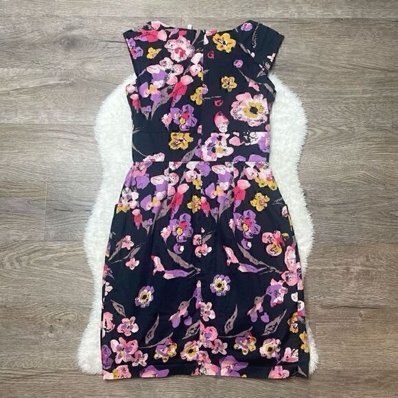 None Dresses & Skirts - Floral Sleeveless Dress - Black and Pink